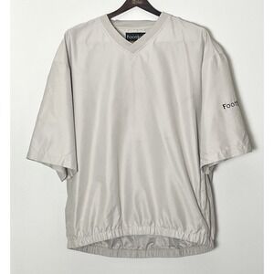 Footjoy Windbreaker‎ Jacket Men's Large Beige Short Sleeve Zip Pockets Preppy